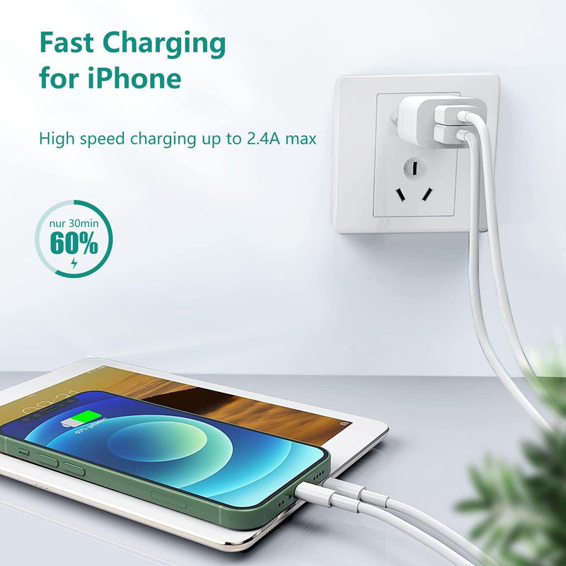 3 Pezzi 2m Cavo iPhone Originale Apple, Cavo Lightning USB iPhone Ricarica Veloce